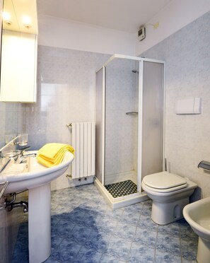 Shower, bidet, towels