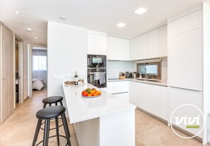 Fridge, microwave, oven, dishwasher