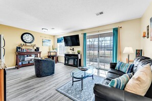 Smart TV, chimenea, reproductor de DVD y videoteca 