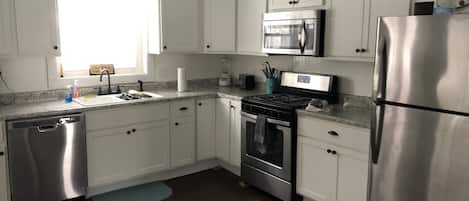 Frigorífico, microondas, horno y placa de cocina