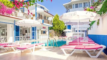 Outdoor pool, open 8:00 AM to 10:00 PM, pool umbrellas, pool loungers