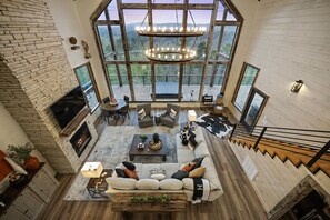 Smart TV, fireplace, video games, DVD player