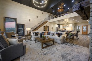 Smart TV, fireplace, video games, DVD player