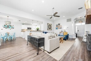 Smart TV, fireplace, video games, offices