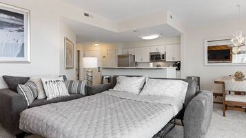 2 bedrooms, desk, travel crib, WiFi
