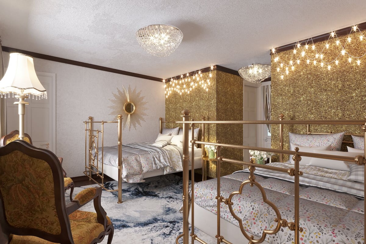 Chambre Double Familiale, 2 lits doubles, vue lac | Décoration personnalisée, ameublement personnalisé, bureau