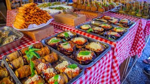 A buffet table with various dishes, including stuffed vegetables and fried items. - Dante's house, in the historic center of Palermo (Palermo)