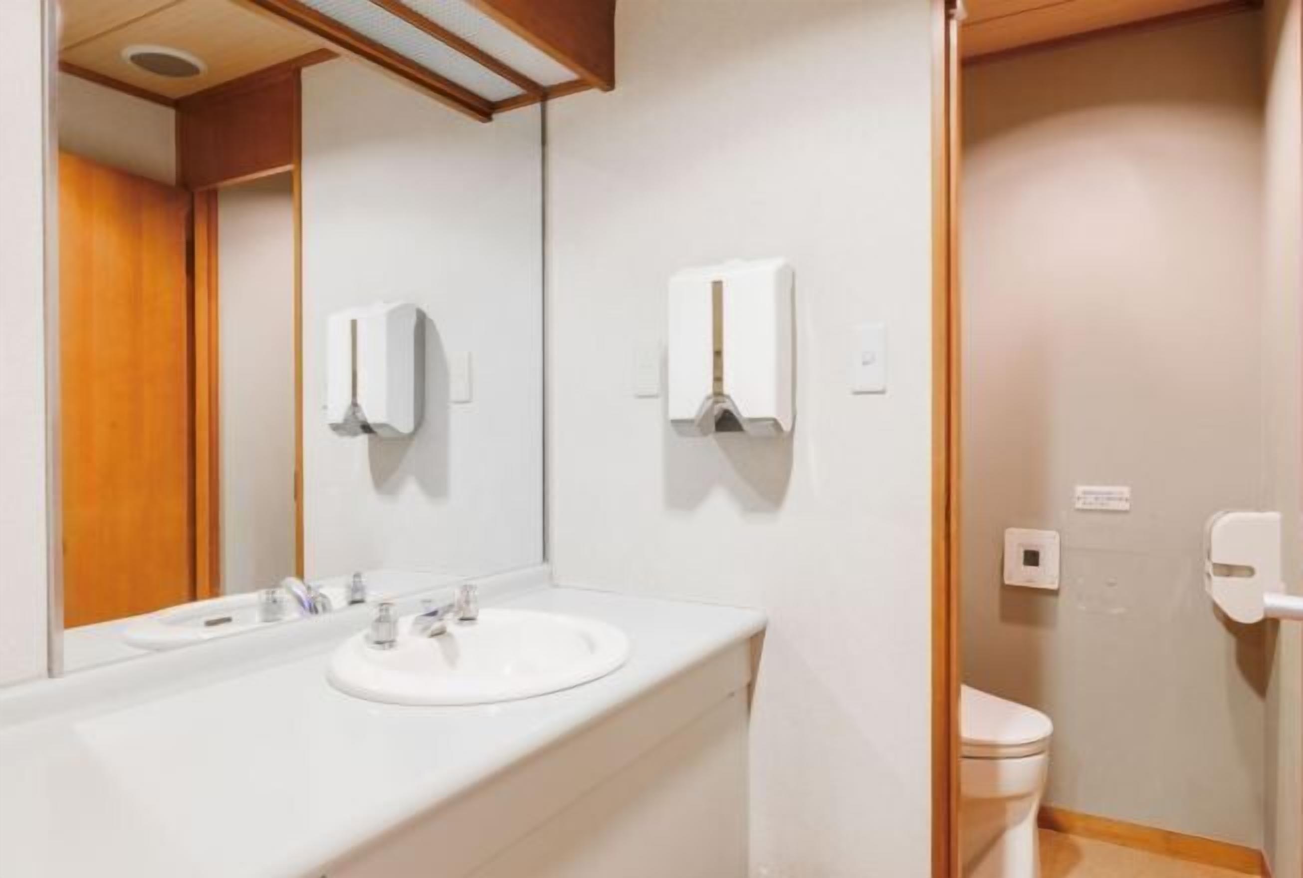 Badrum | Hårtork, tofflor, elektronisk bidé och handdukar