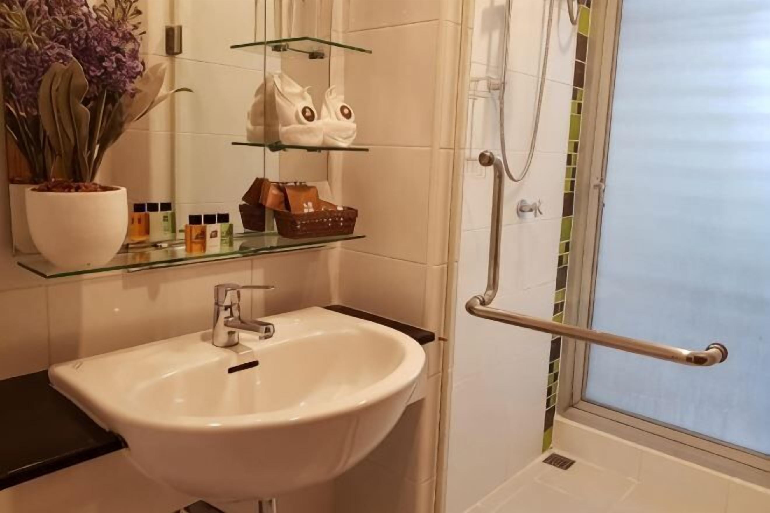 Badezimmer | Dusche, Regendusche, kostenlose Toilettenartikel, Haartrockner