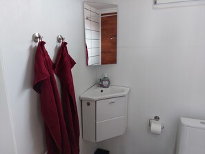 Shower, soap, toilet paper