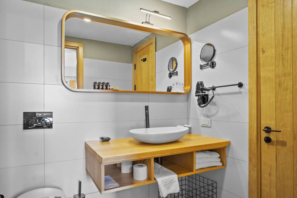 standard room | bathroom | shower, rainfall showerhead, free toiletries, hair dryer