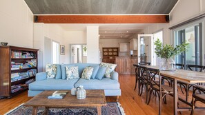 Smart TV, fireplace, table football, ping pong