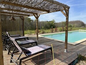 Outdoor pool, a heated pool - Stone country house with swimming pool (Villefranche-du-Périgord)