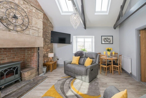 TV, fireplace, offices - Host & Stay | No.2 Lavender Cottage (Belford)