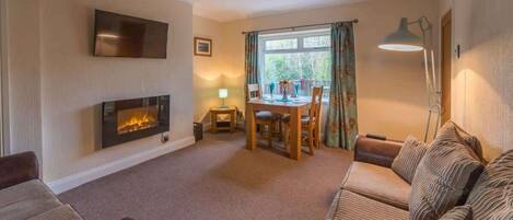 TV, fireplace, offices