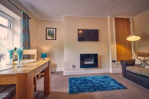TV, fireplace, offices