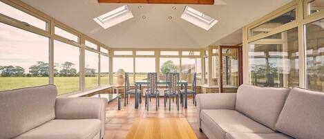 Télévision à écran plat, cheminée, lecteur de DVD