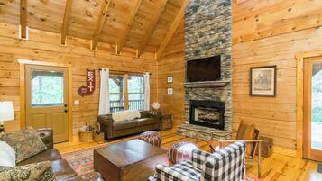 Smart TV, fireplace, table tennis, books