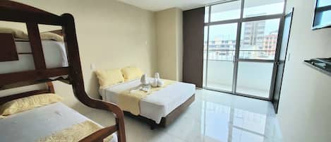 Deluxe Apartment, 1 Bedroom, City View | 1 bedroom, individually decorated, iron/ironing board, free WiFi