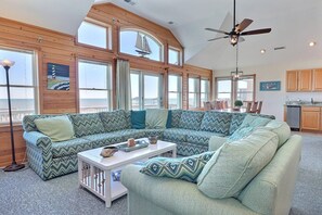 TV, fireplace, DVD player, foosball