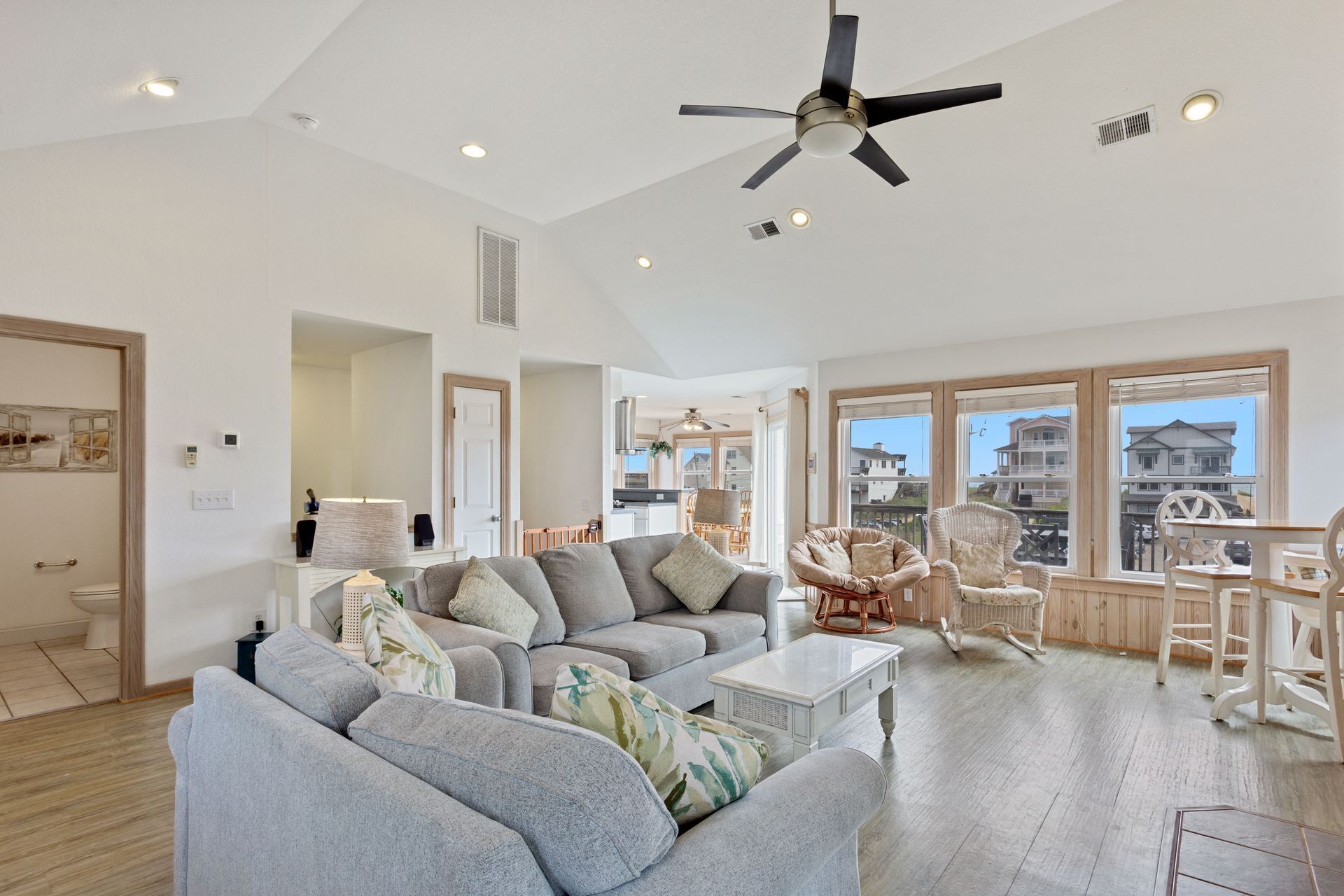 TV, fireplace, foosball, video library