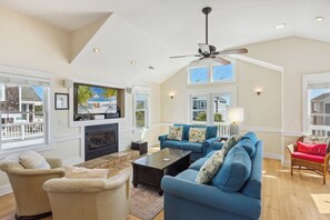 TV, caminetto, impianto stereo