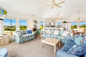 Flat-screen TV, video games, stereo