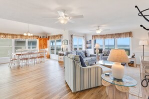 Smart TV, fireplace - Oceanfront 4BR w/ Hot Tub, Pool & Direct Beach Path (Southern Shores)