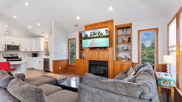 TV, fireplace