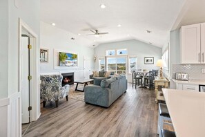 Smart TV, fireplace, video games, foosball