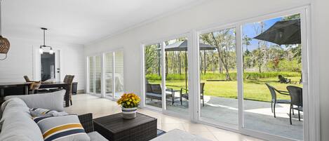 Smart TV, fireplace, video games, foosball