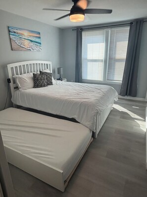 2 bedrooms, desk, travel crib, free WiFi