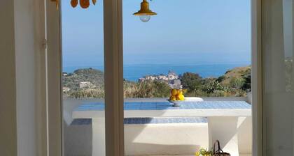 Typical Aeolian house surrounded by Mediterranean nature
