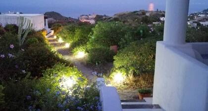 Typical Aeolian house surrounded by Mediterranean nature