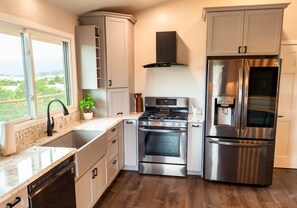 Fridge, microwave, oven, dishwasher