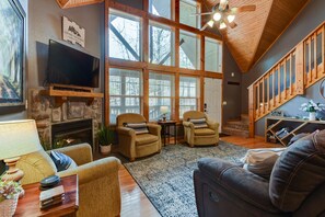 智能电视、壁炉、DVD 播放器