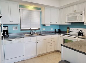 Coffee/tea maker, fridge, microwave, oven - Townhouse Style Condo, Beach Access across Road, Pool, Grilling Area, Elevator (Pawleys Island)