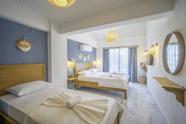 Standard Triple Room | Premium bedding, minibar, in-room safe, blackout drapes - Venus Otel Datça (Datça)