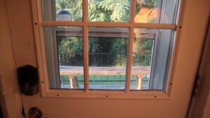 A door with a window.
