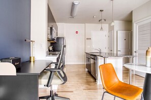 Fridge, microwave, oven, dishwasher