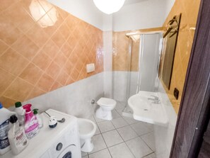 Chuveiro, secador de cabelo, bidê, papel higiênico