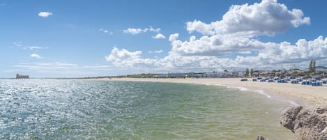 Beach umbrellas, beach towels