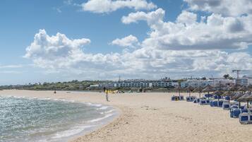 Beach umbrellas, beach towels
