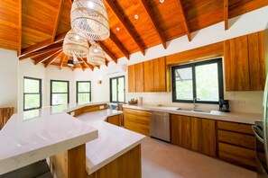 Fridge, stovetop, cookware/dishes/utensils