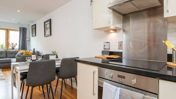 Fridge, microwave, oven, dishwasher