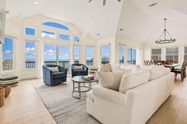 Smart TV, fireplace, DVD player, books