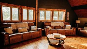 TV, fireplace, table football