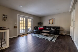 Smart TV, foosball, table tennis, computer monitors