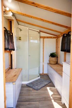 Regadera y papel de baño
