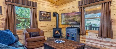 Televisión y chimenea